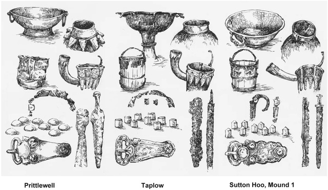 The study highlights several artifacts found in early English graves that could have been brought back by Anglo-Saxon warriors fighting alongside Byzantines against the Sasanian Persians. (Image credit: Drawn by Elaine Franks)