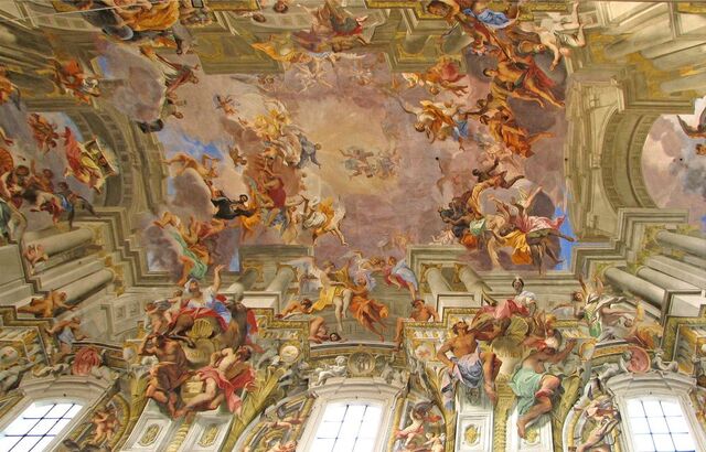 The Apotheosis of St. Ignatius, a breathtaking masterpiece by Andrea Pozzo, graces the nave ceiling in the Church of St. Ignatius. (Photo: Lawrence OP/Flickr)