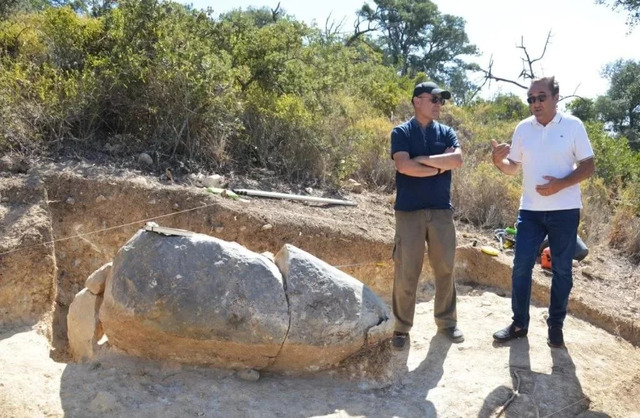 The excavation team on-site is discussing the next steps for preserving the historic find.