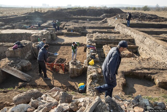 The expansive archaeological site also reveals the remains of a Roman legion's headquarters, emphasizing Viminacium's military importance.