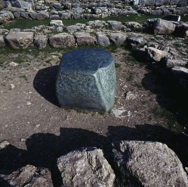 The renowned green square stone of Hattusa, a striking artifact from the heart of the Hittite empire.