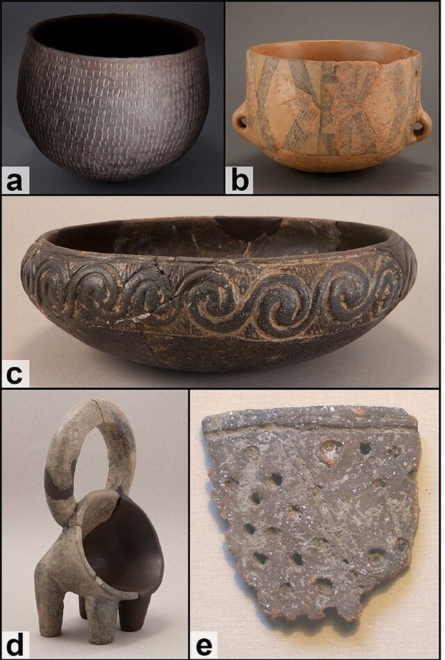 These examples represent the diverse styles and techniques of pottery from the Dalmatian Neolithic era. (Credit: McClure et al., 2018)