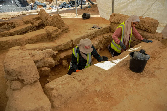 Young women actively contribute to the excavation team, playing a vital role in uncovering the secrets of the Roman cemetery discovered last year in northwest Gaza City. (Credit: Abdelhakim Abu Riash/Al Jazeera)