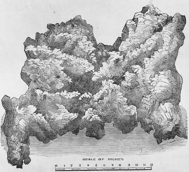 An engraving of the Welcome Stranger nugget, featured in The Illustrated Australian News for Home Reader on March 1, 1869, immortalizes the historic discovery. (Photo: Public domain, Wikimedia Commons)