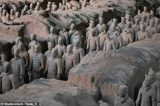 Thousands of these statues were found to the east of the tomb, positioned as if to protect Qin Shi Huang from the eastern states he had once conquered. Originally painted in vibrant hues, the dry Xi'an air caused most of the colors to fade before conservation efforts could preserve them — as seen in the examples here.