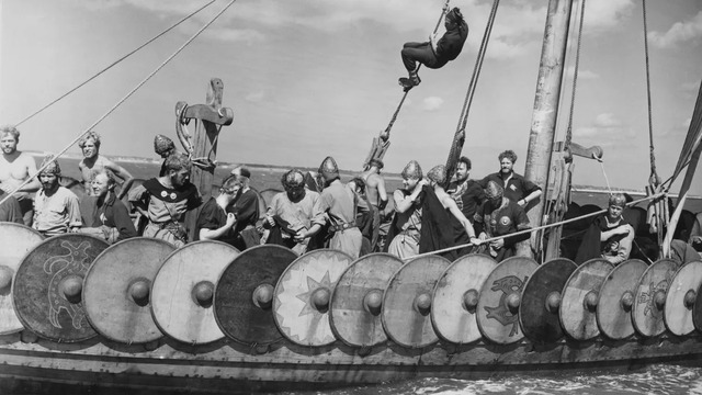 A photograph taken in Kent, England, in 1949 showcases a replica of the Viking ship Gokstad. The original vessel, buried with shields, is now believed to have included combat-ready equipment, according to a recent study. (Image credit: Keystone/FPG/Archive Photos/Getty Images)